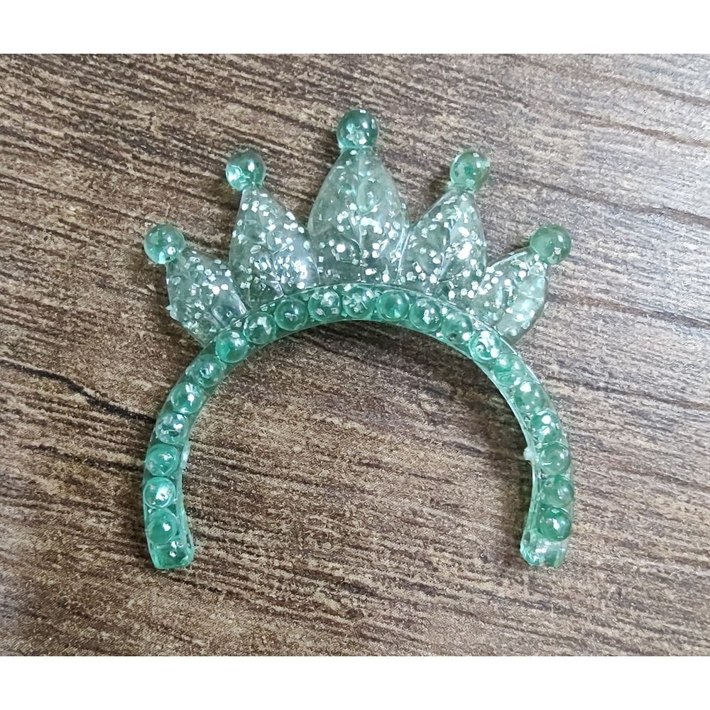 Fashion Doll Tiara Translucent Glitter Green Leah Crown Z26